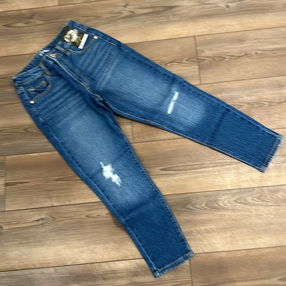 Girls High-Rise Tapered Cropped Jeans - Art Class Medium Wash Blue #K4 - Picture 3 of 4